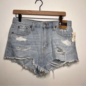 Aeropostale Blue Jean Denim Vintage High Rise Shorty Shorts 2.5 Inch Size 6